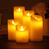 Flameless LED pillar candles with realistic candlelight effect