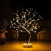 Decorative warm white glowing tree – 108 sparkling drops/36 shining pearls