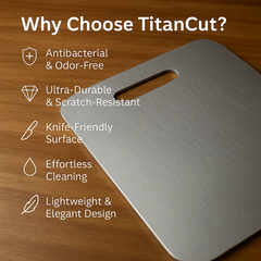 Safe Durable Non-Porous Titanium Cutting Board for Kitchen Use