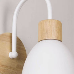 Compact Nordic wall light fixture with wooden dome and lever switch