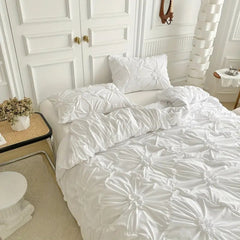 Floral quilted pleated bedspread set