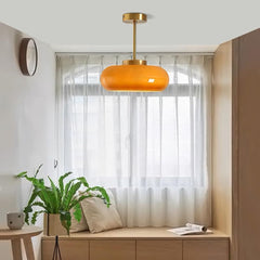 Classic Amber Glass Round Ceiling Lamp