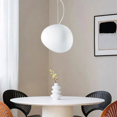 Artistic pendant lamp with frosted glass and pebbles for dining rooms and living rooms