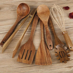 Safe and durable wooden kitchen utensils – 7 sets