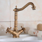 Vintage-style washbasin faucet with two handles