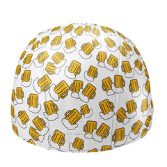 White Cycling Cap with Beer Print, Quick-Drying, Lightweight