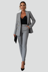 Women's formal double-breasted suit set with straight trousers