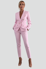 Women's formal double-breasted suit set with straight trousers