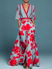 Elegant women's maxi dress, long floral dress for occasions