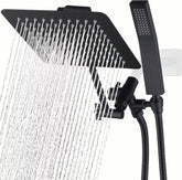 8-inch square rain shower head with handheld shower and arm
