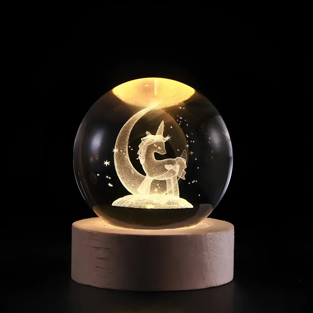 3D Crystal Ball LED Glowing Decorative Planet