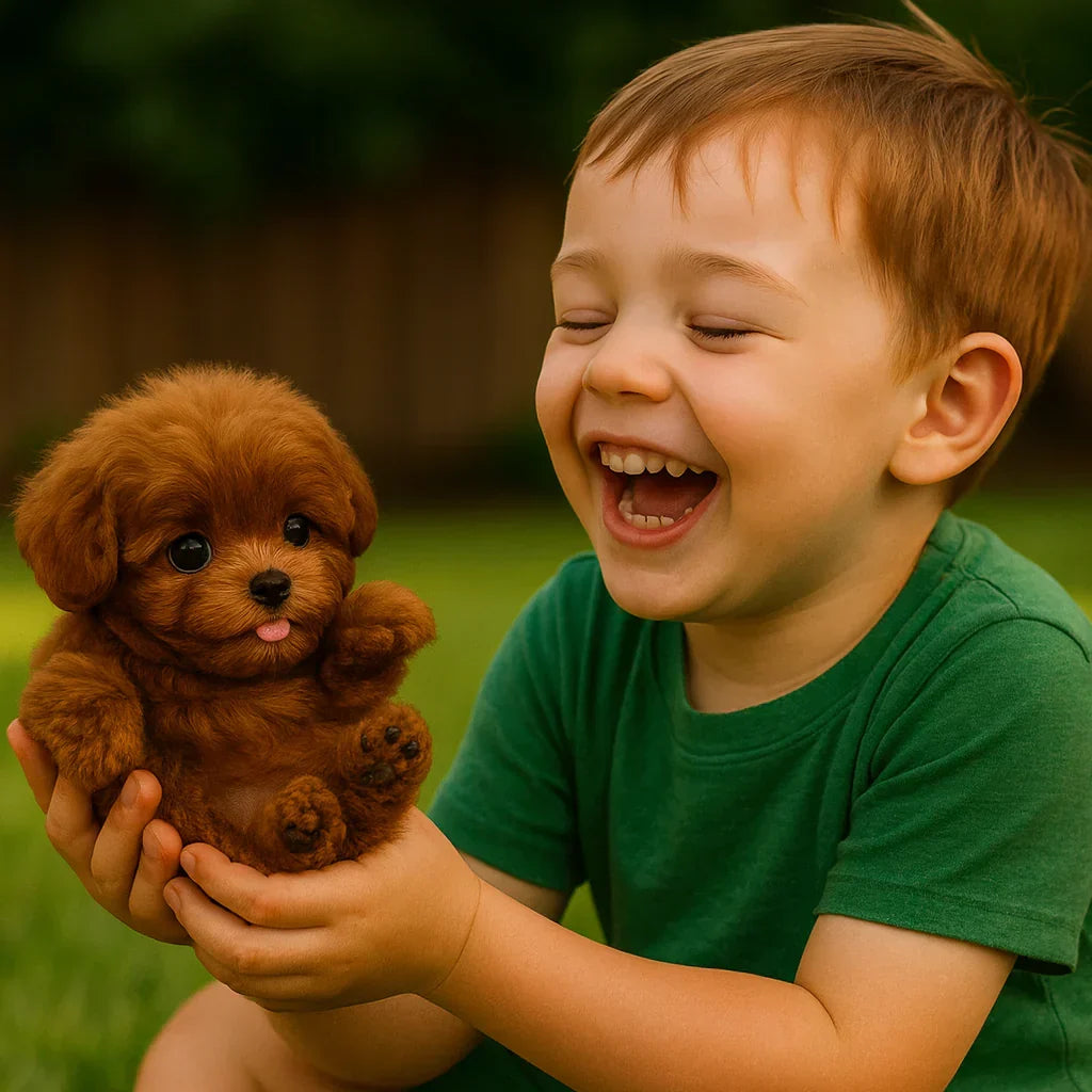 Interactive plush puppy with built-in sound and movement
